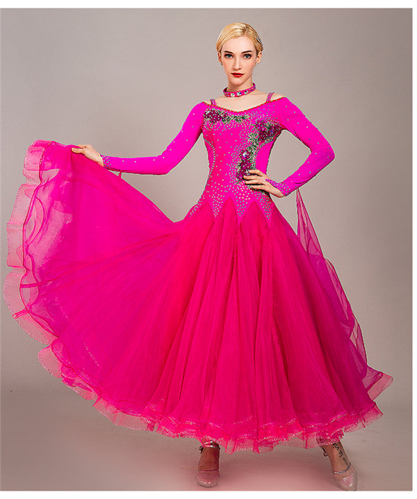 送料無料】社交ダンス モダンドレス 大きい裾 豪華な社交ダンスドレス
