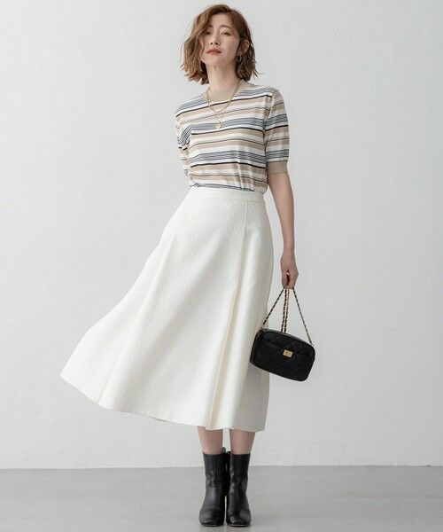 セール】 【洗える】ジオメトリックジャカード タックフレア スカート