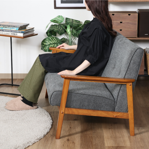 30％OFF】【送料無料】厚手ファブリックコンパクトソファ 2人掛け