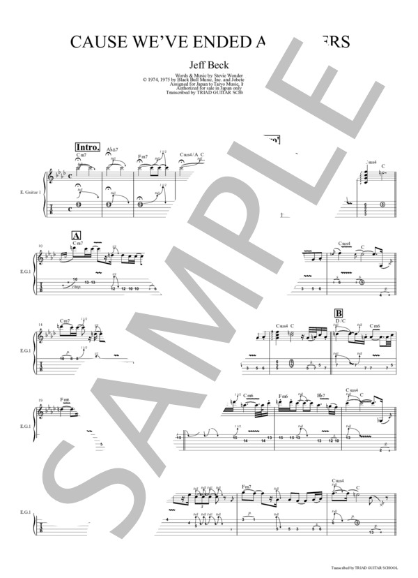 楽譜】Cause We've Ended As Lovers-哀しみの恋人達 / ギタースコア