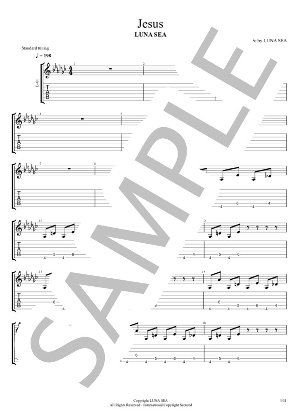 楽譜】JESUS / LUNA SEA / LUNA SEA (バンドスコア / 中級) - Piascore