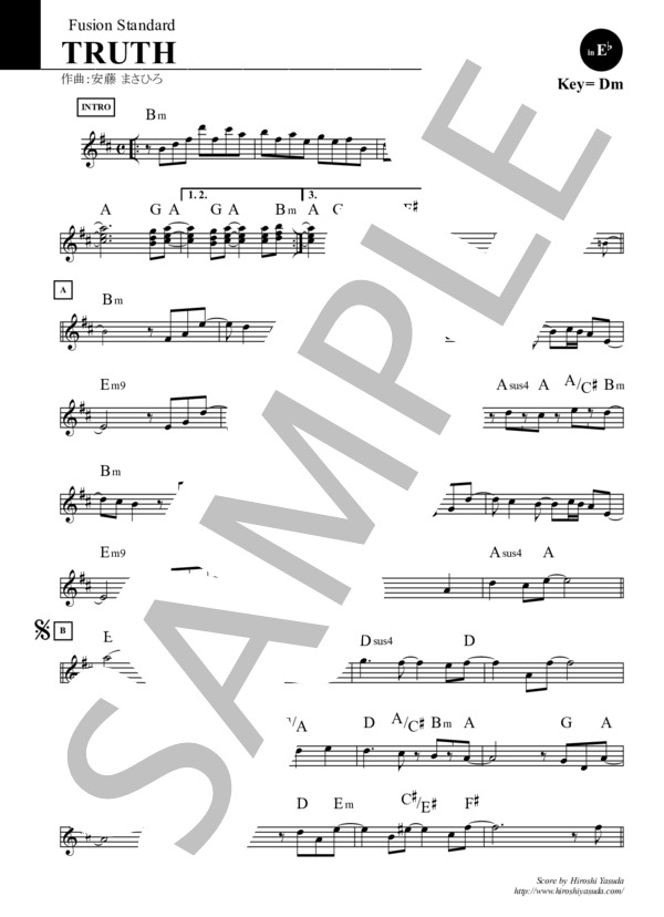 楽譜】 トゥルース in E♭ / TRUTH / T-SQUARE / Jフュージョン