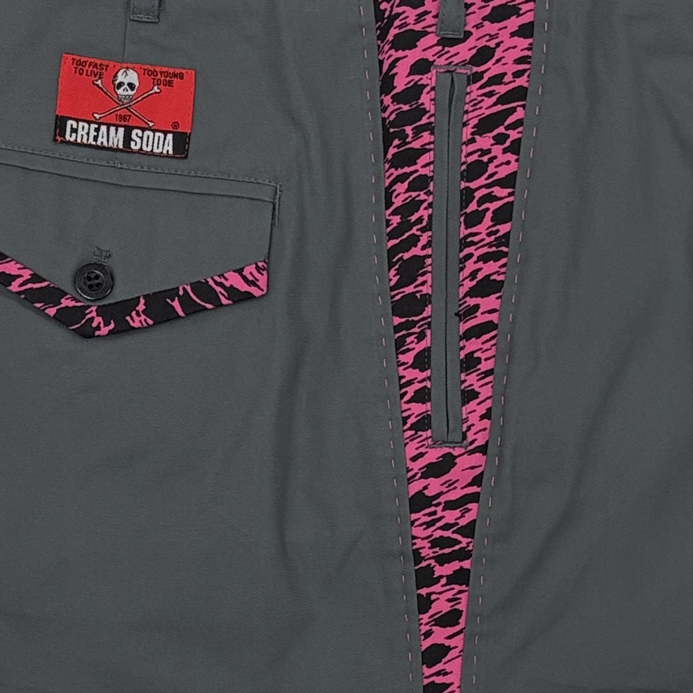 CS ヒョウ柄V切り替えしコットンパンツGR/PK | ピンクドラゴン