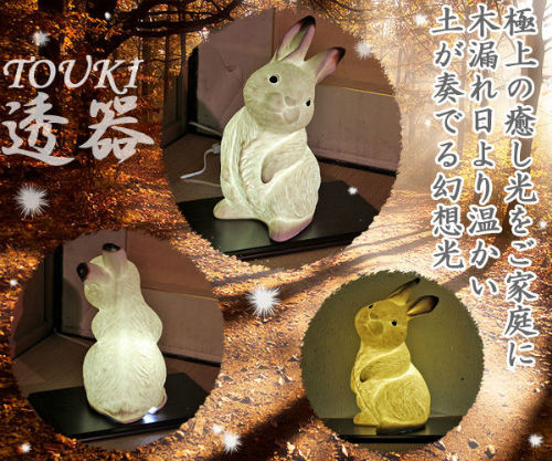 楽天市場】信楽焼 光が透ける うさぎ インテリアライト 白 ウサギ 10号