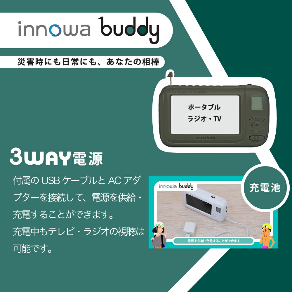 楽天市場】[話題の商品] innowa buddy ポータブルラジオ ポータブルTV