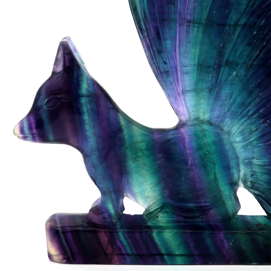 楽天市場】フローライト 置物 九尾の狐 天然石 蛍石 ほたるいし 彫刻