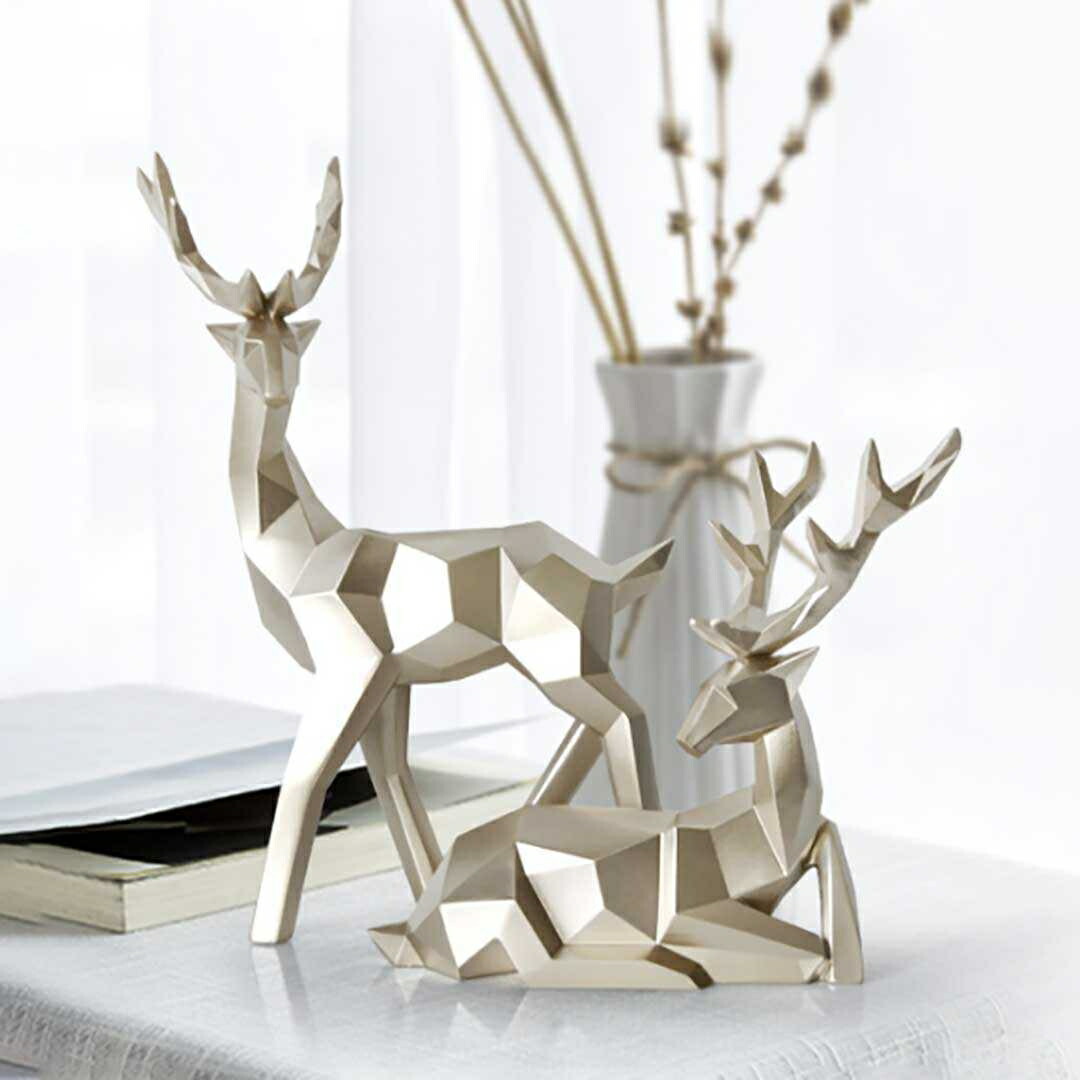 楽天市場】【楽天1位3冠達成】置物 鹿 2体セット ゴールド