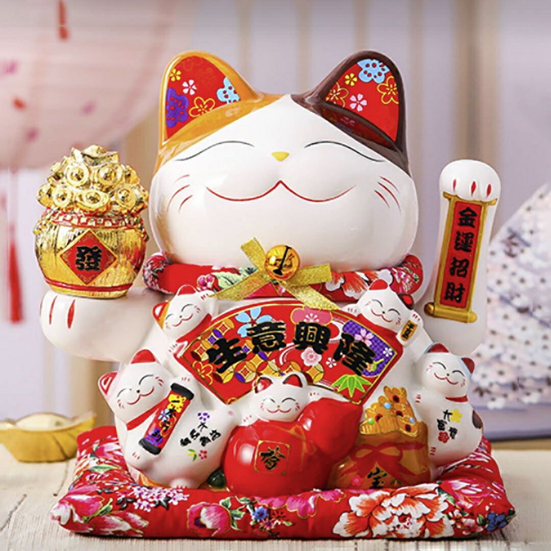 楽天市場】【人気商品】 招き猫 置物 生意興隆 千万両 白色 陶器製
