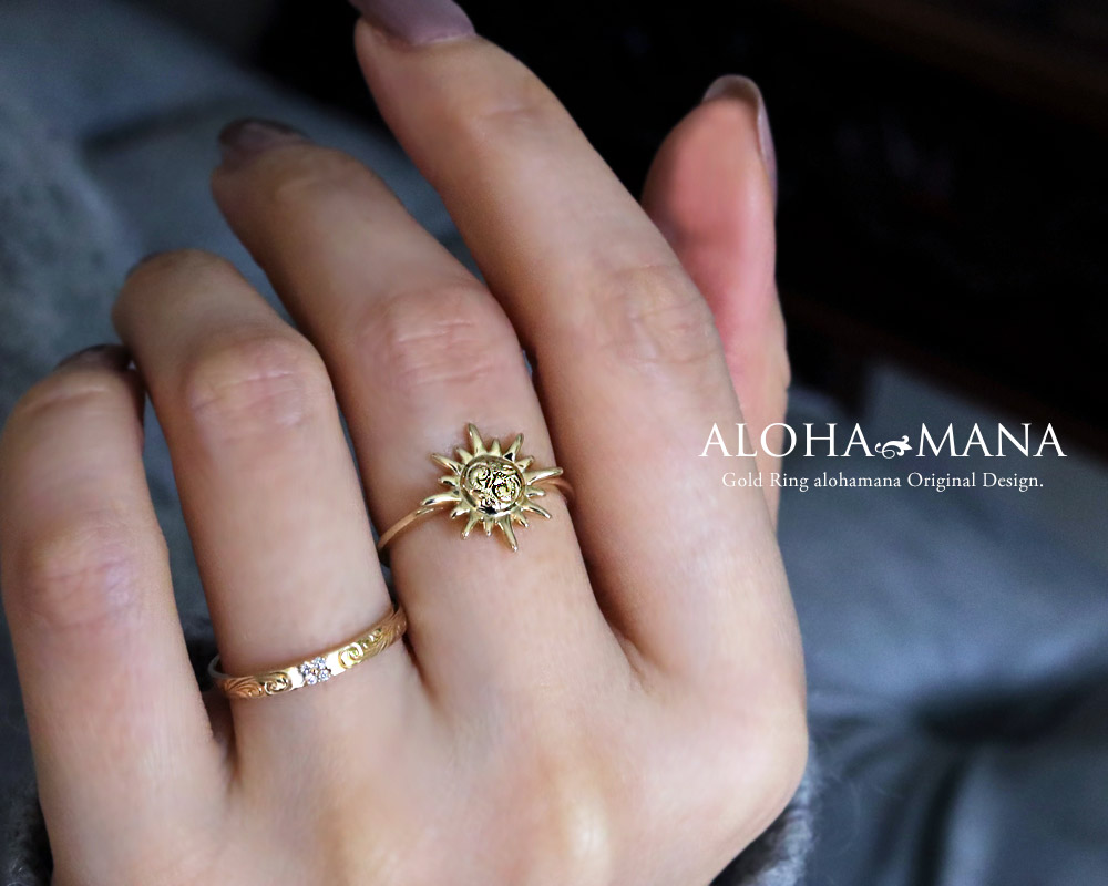 ハワイアンジュエリー 指輪 リング K18 太陽[ラ・リノ] La Lino