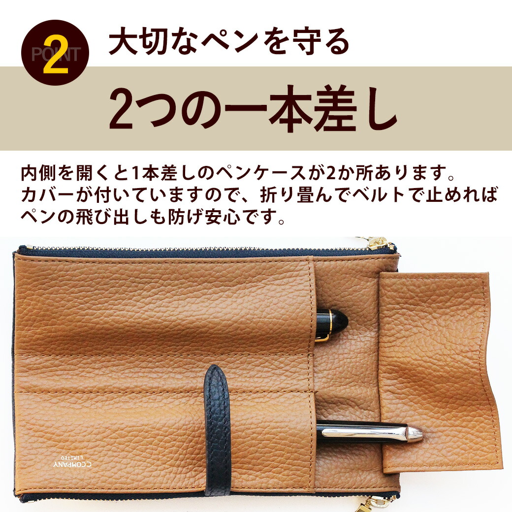 ルポ2セカンド ペンケース 1本差し ファスナー イタリアンレザー使用