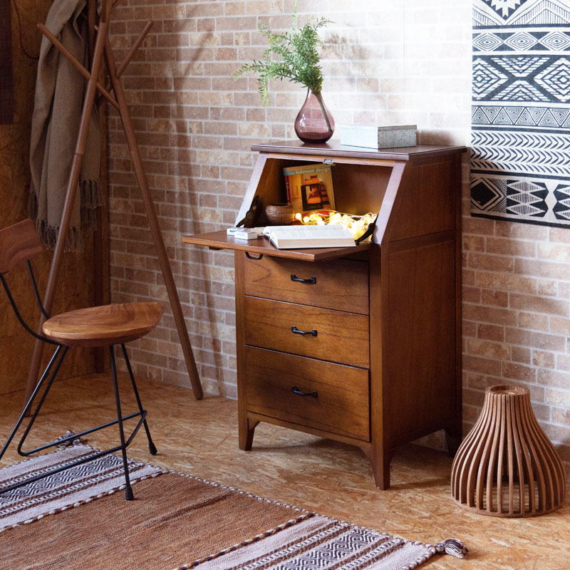 楽天市場】アジアン家具 天然木ライティングビューロー ライティング