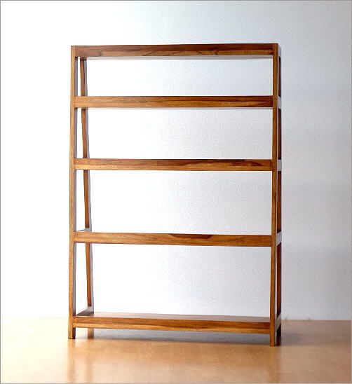 楽天市場】オープンラック 本棚 チーク材 無垢材 木製 天然木 シンプル