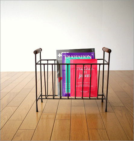 楽天市場】マガジンラック スリム アイアン 木製 コンパクト スタンド