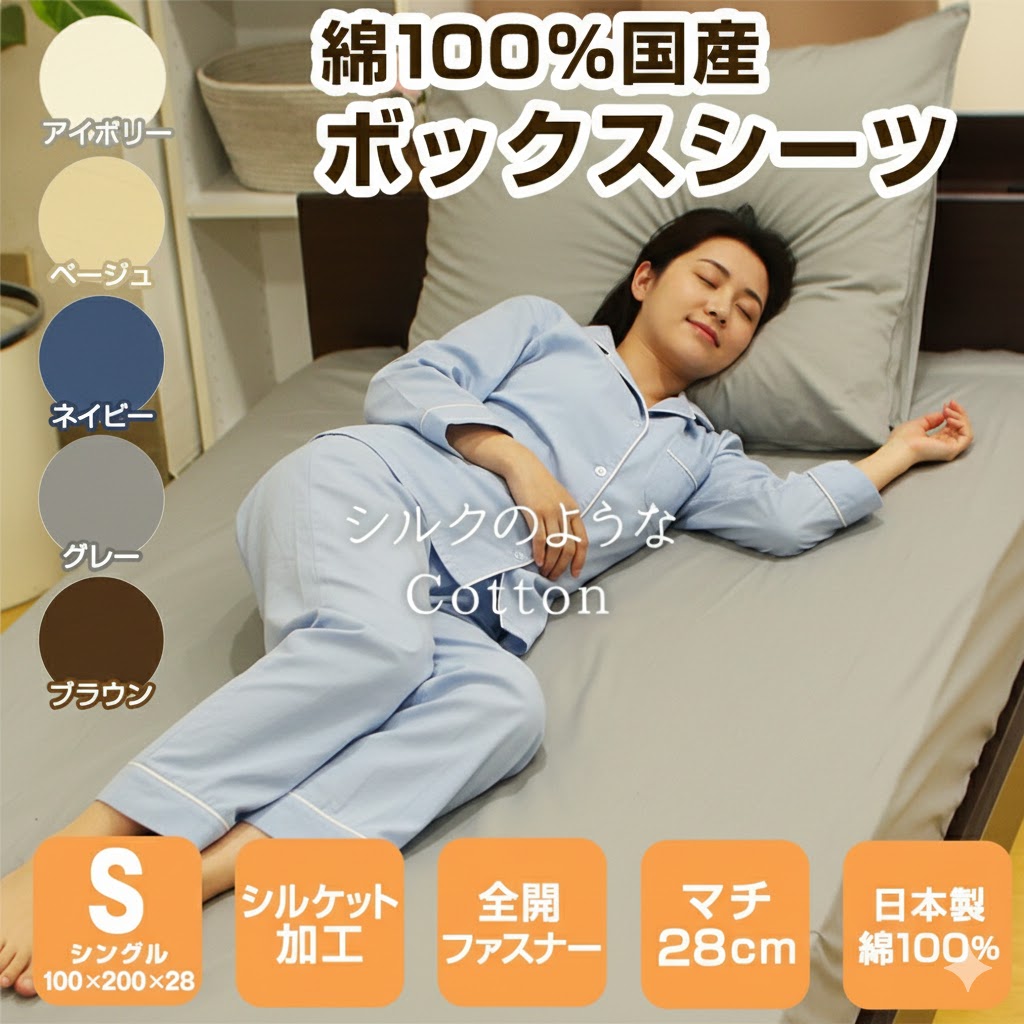 楽天市場】【シルクのようなCotton】 ボックスシーツ シングル