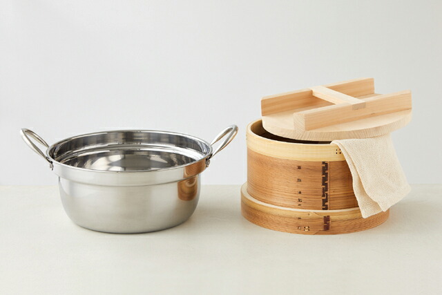 杉 和せいろ 24cm 鍋セット[ガス・IH対応 本体 木ぶた 蒸し布][ 約8合