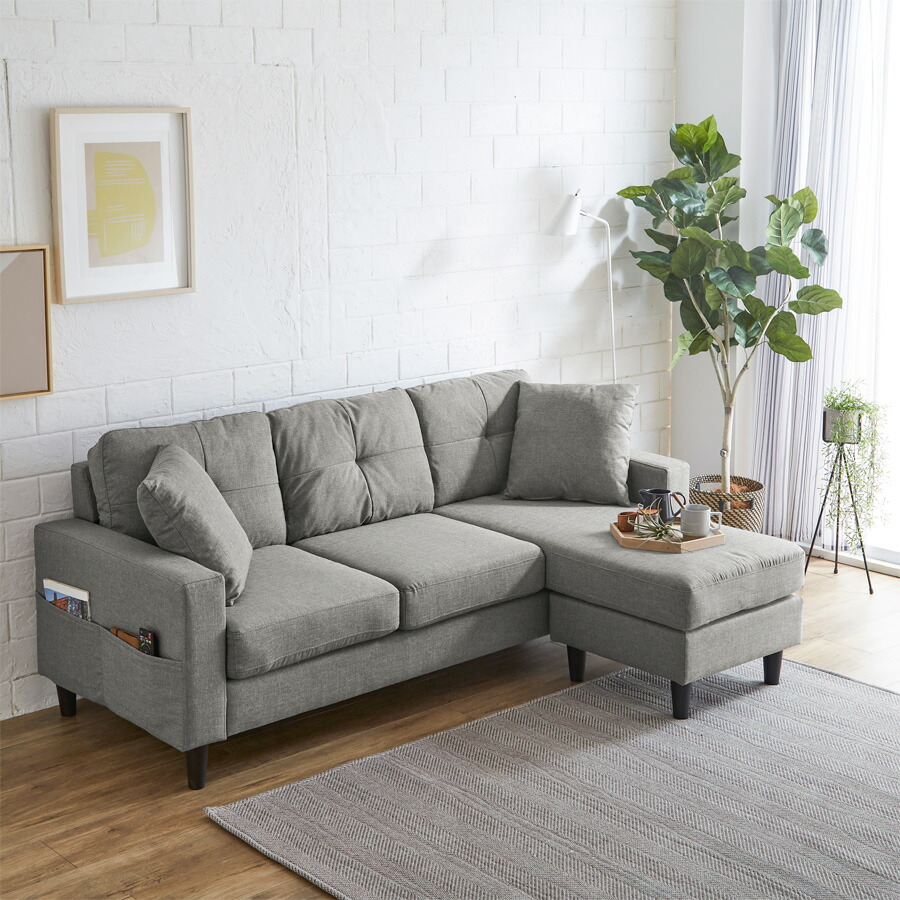 ソファ ソファー カウチソファ 3人用 3人掛け ファブリック 北欧