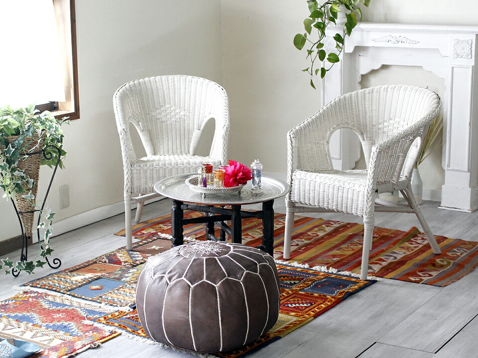 楽天市場】ラタンチェア・ホワイト・2脚セット・パーソナルチェア