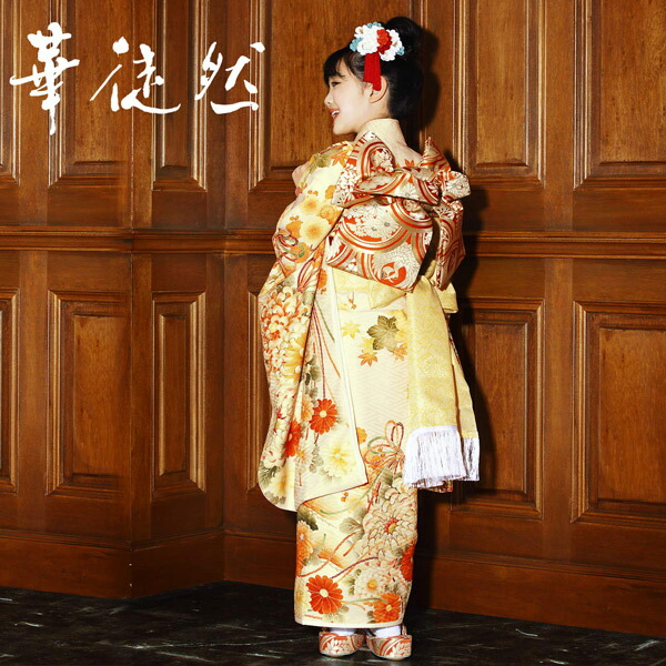 七五三小物セット 7歳 ブランド 華徒然 「朱赤色 波に鶴、松藤