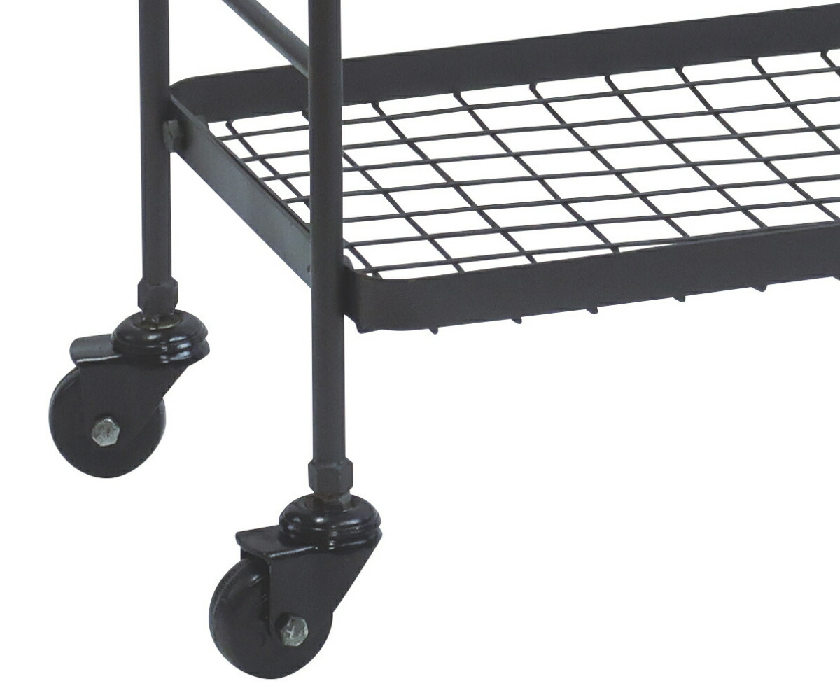 楽天市場】アイアンシェルフワゴン アンティークブラック 2段