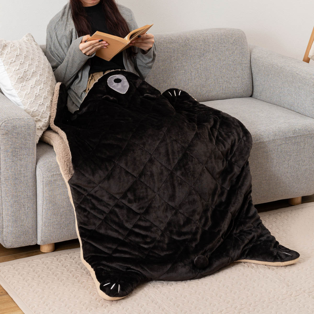 楽天市場】サンドクッション アニマル ボア生地 ブランケット