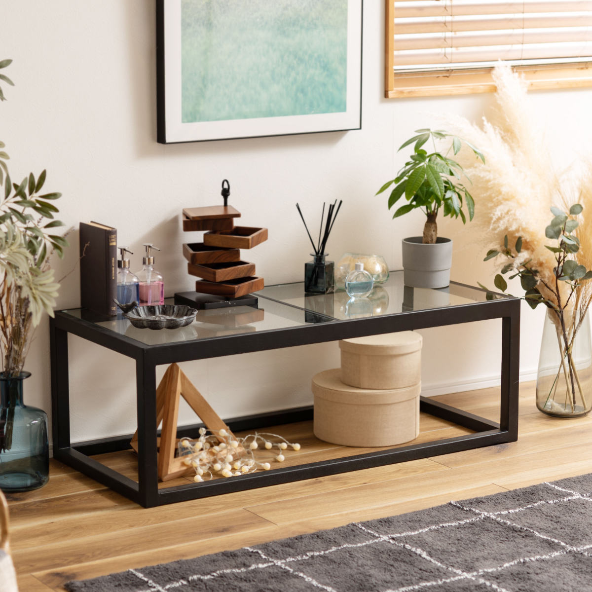 楽天市場】センターテーブル 幅110cm ガラステーブル ガラス天板 木製