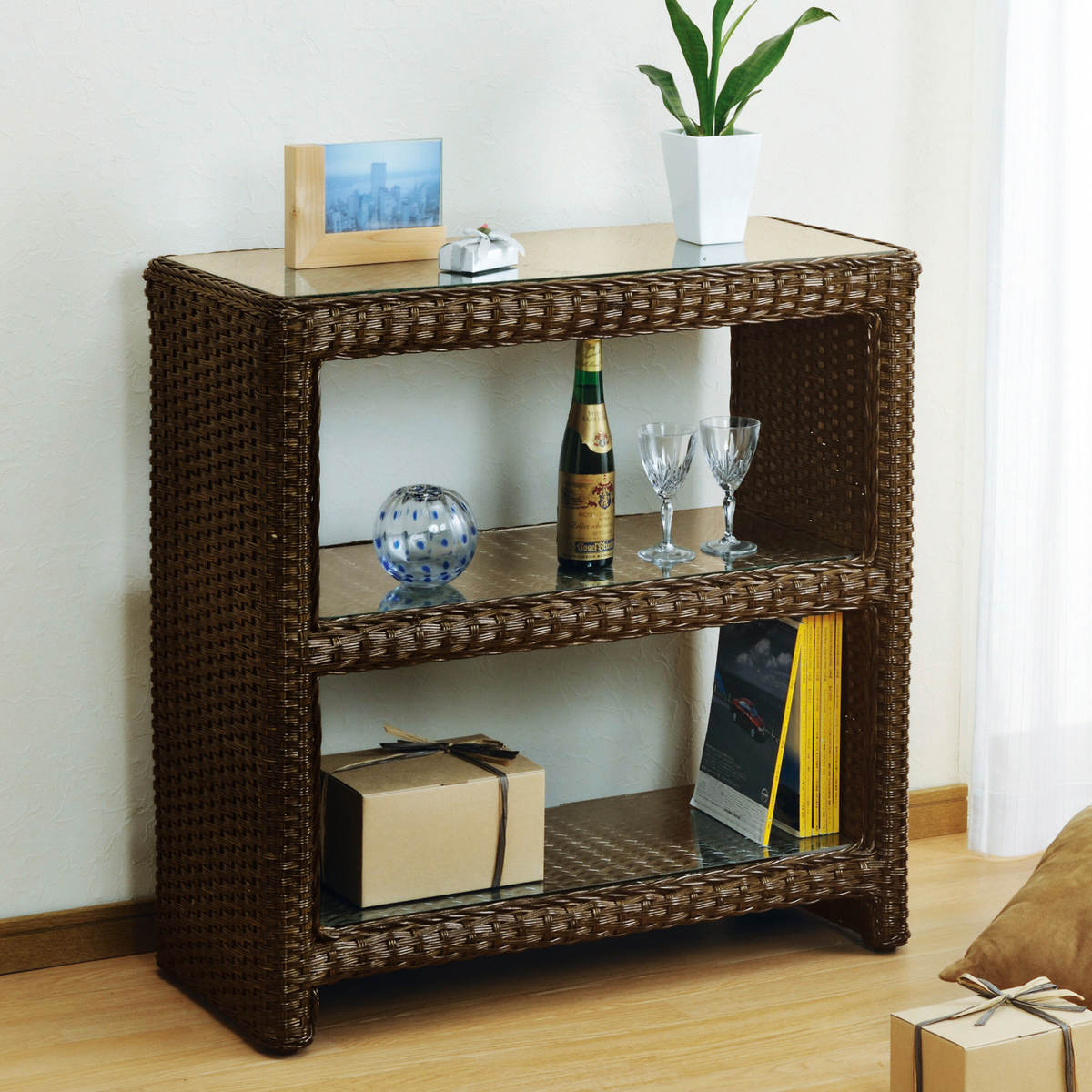 楽天市場】籐 バスケットラック 3段 ラタン家具 幅100cm （ 送料無料