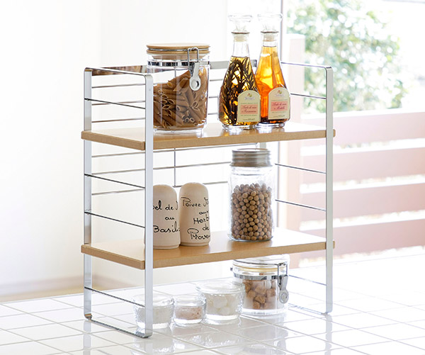 楽天市場】調味料ラック 幅60cm 木棚 出窓シェルフ （ スパイスラック