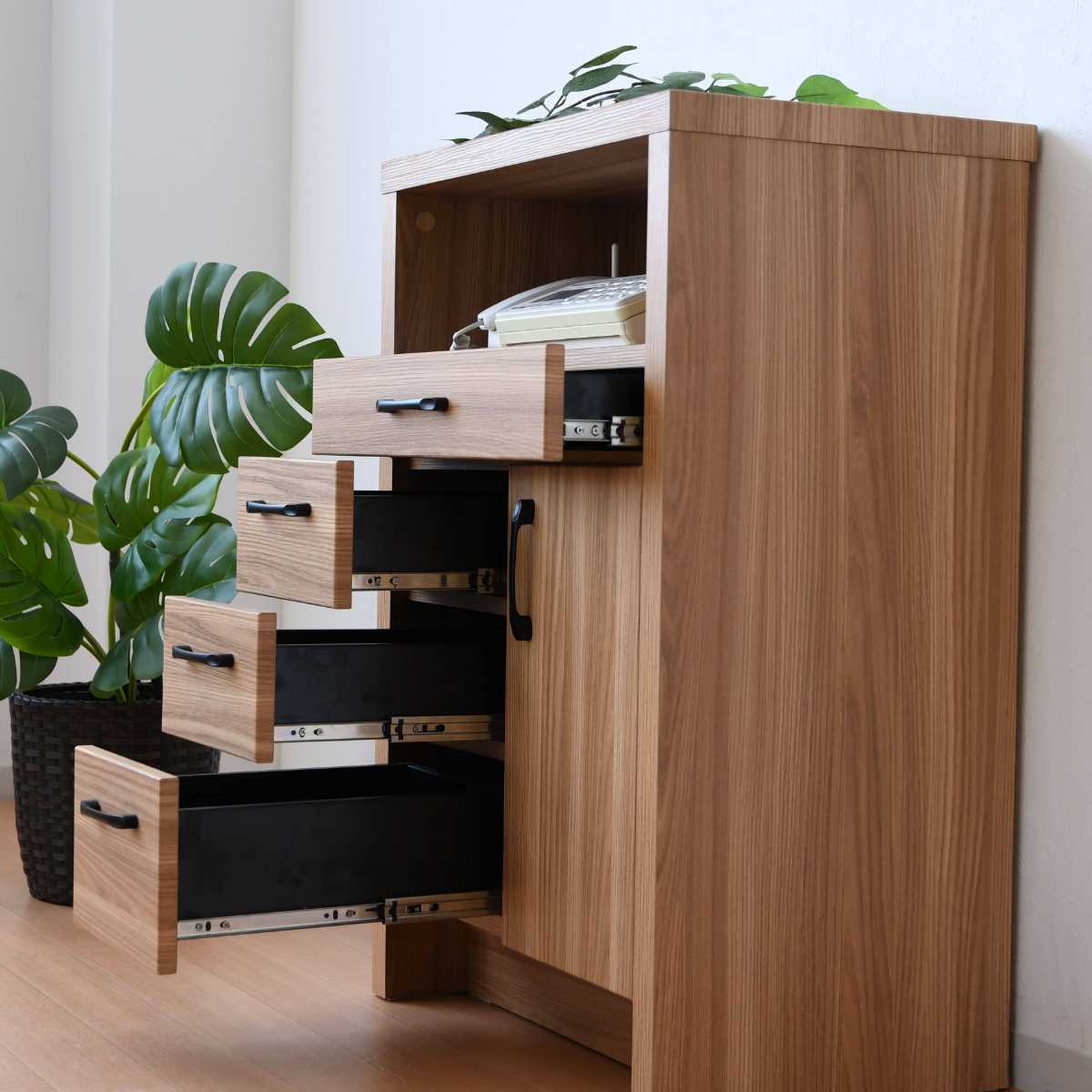 楽天市場】ファックス台 オーク柄 ナチュラルデザイン 幅59cm （ 電話