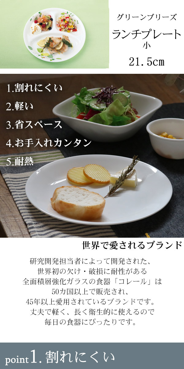 楽天市場】ランチプレート 22cm コレール CORELLE 白 食器 皿 グリーン