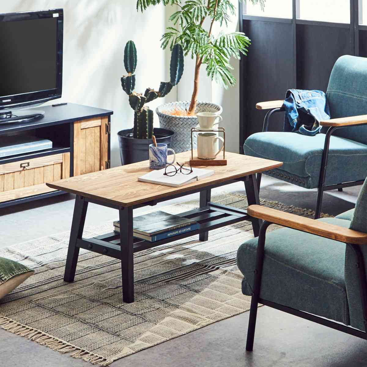 楽天市場】ローテーブル おしゃれ 大きめ 天然木 ヴィンテージ風 幅