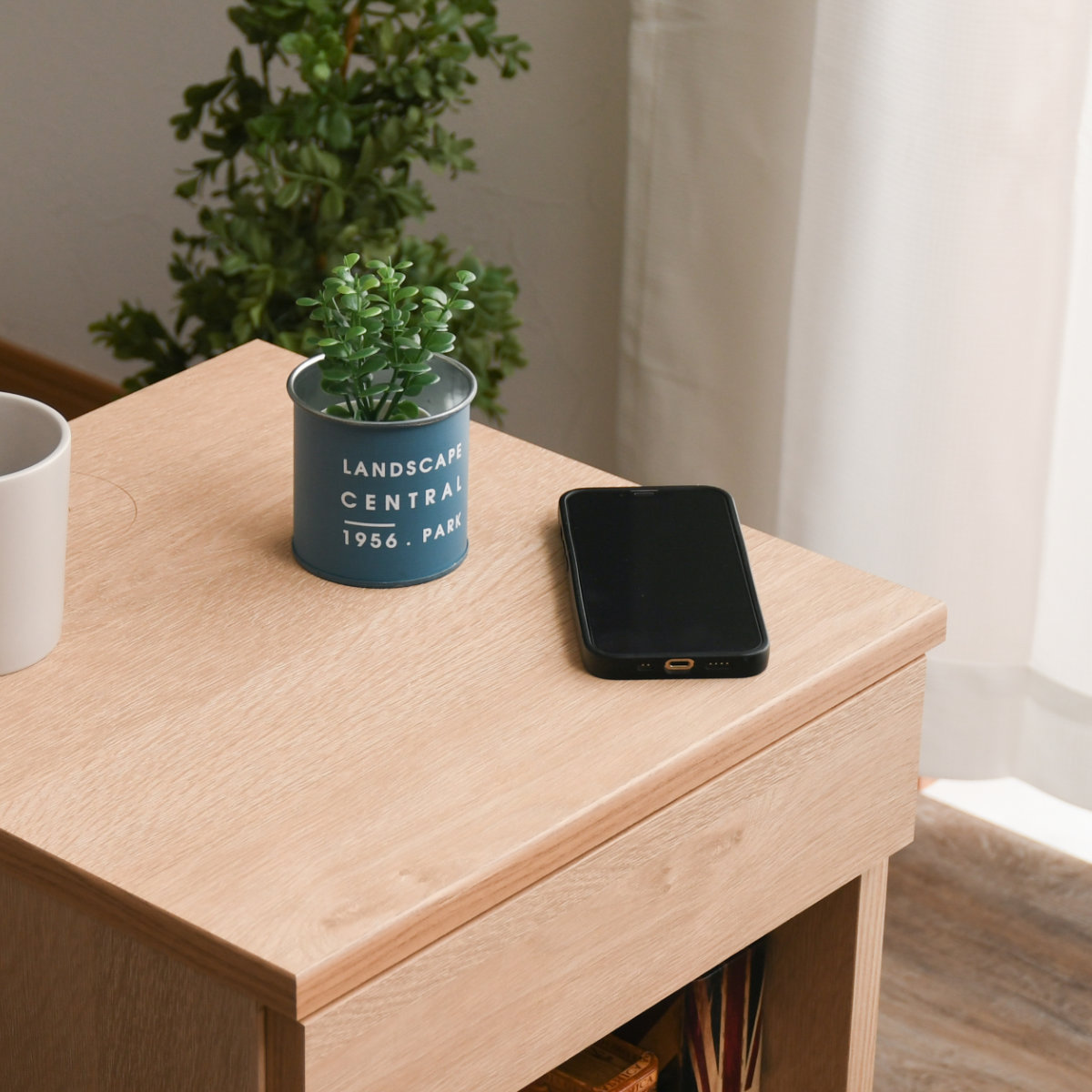 楽天市場】サイドテーブル キャスター 収納 木製 ワイヤレス充電機能