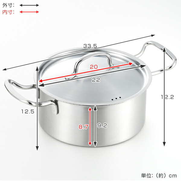 楽天市場】両手鍋 郷技 20cm 蓋付き ステンレス製 IH対応 （ 送料無料
