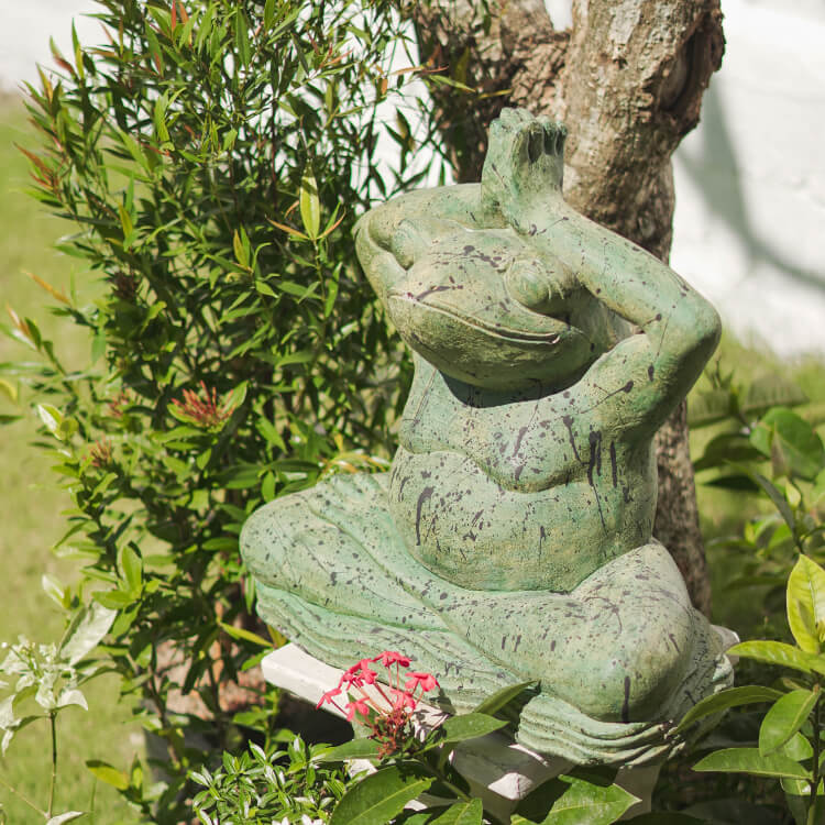 ヨギーカエル石像A ストーンオブジェ【54235】 /アジアン雑貨・バリ雑貨