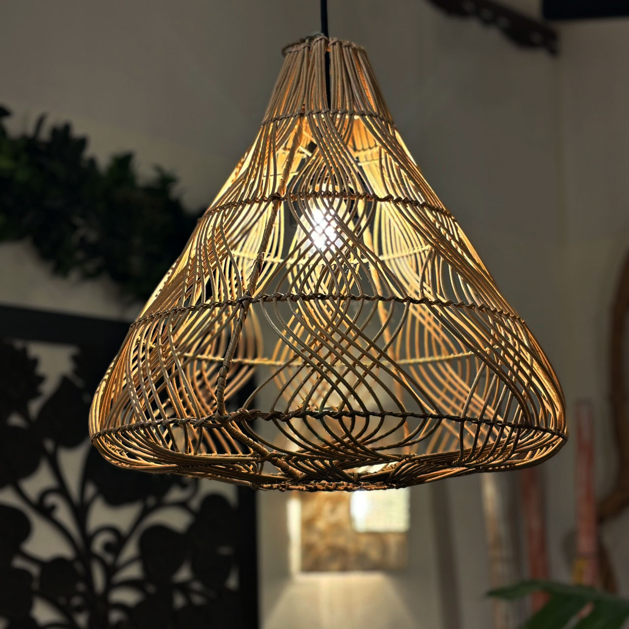 アジアン ラタン ランプシェイド ペンダントライト ラタンアラジン