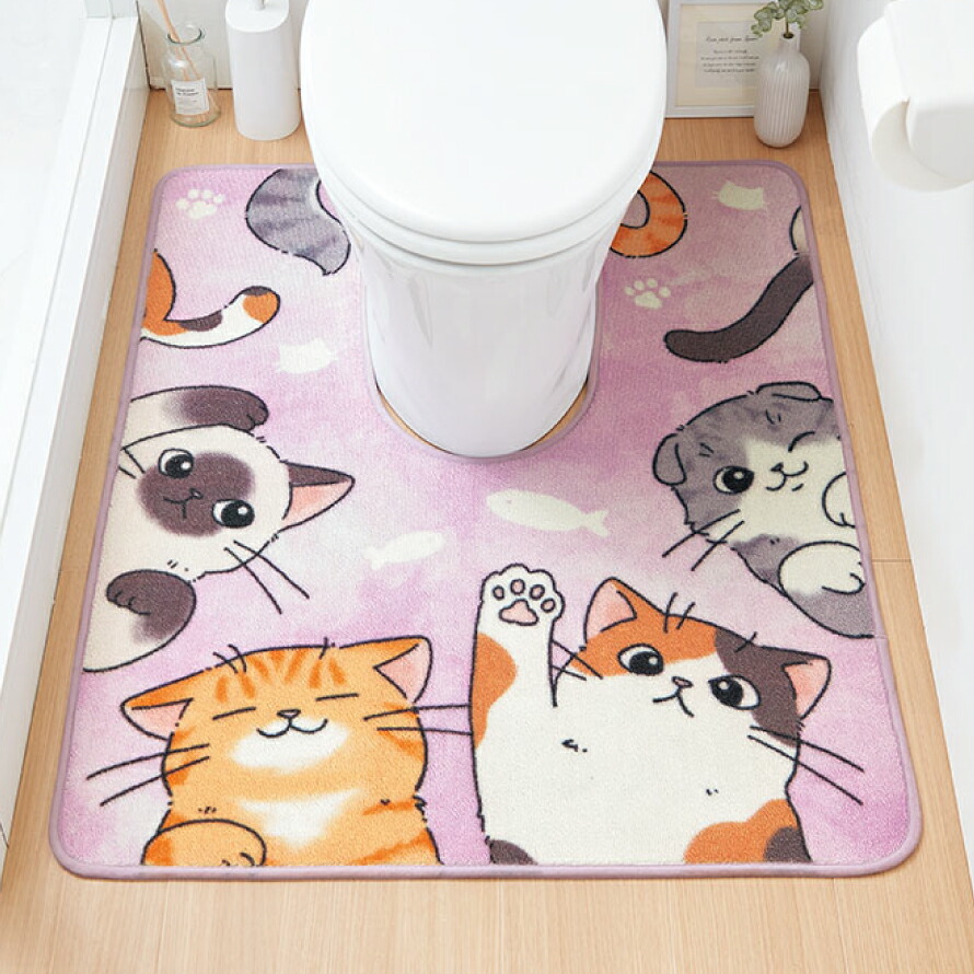 楽天市場】トイレマット 猫柄 80×100cm 大きい 耳長 ロング 洗える
