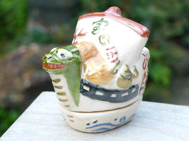 干支辰香合 宝船 桂楽 - 京焼清水焼 松韻堂