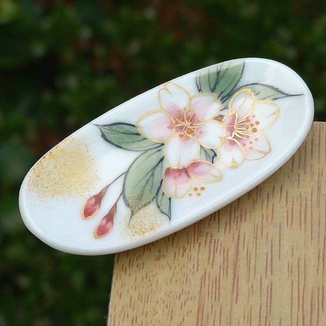 花うつろい箸置き 桜単品 陶あん - 京焼清水焼 松韻堂