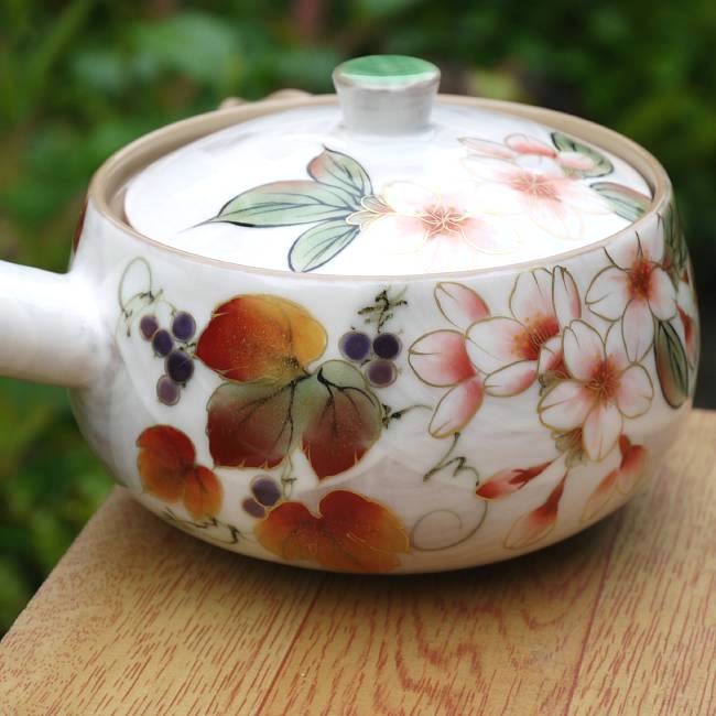 白掛彩草花急須 陶あん - 京焼清水焼 松韻堂