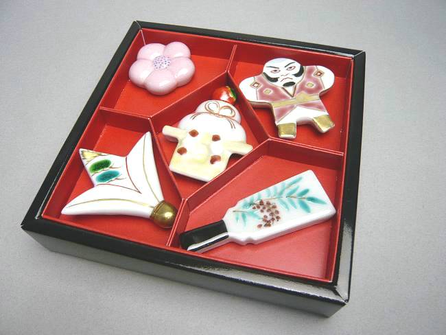 京のお正月箸置きセット - 京焼清水焼 松韻堂