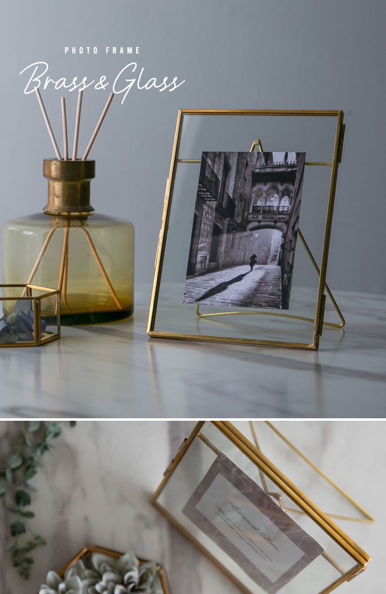 楽天市場】ガラスと真鍮でできたフォトフレーム 写真立て おしゃれ