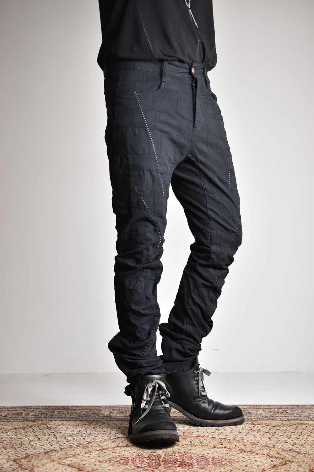 D.HYGEN - Patchwork Jacquard Stretch Slim Pants