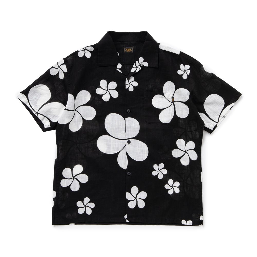 RATS - FLOWER ALOHA S/S SHIRT - BLACK / ハワイアンシャツ / 24'RS