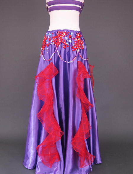 ベリーダンス衣装】パープル赤の配色がシックでクール！他とは差をつけ