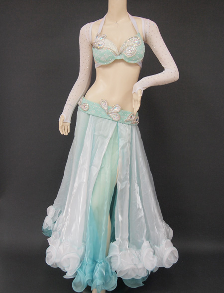 ベリーダンス衣装】ブラ・スカート・ベルト・アームカバーの豪華4点