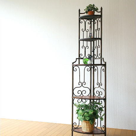 コーナー棚 コーナーシェルフ コーナーラック アイアンとウッドの