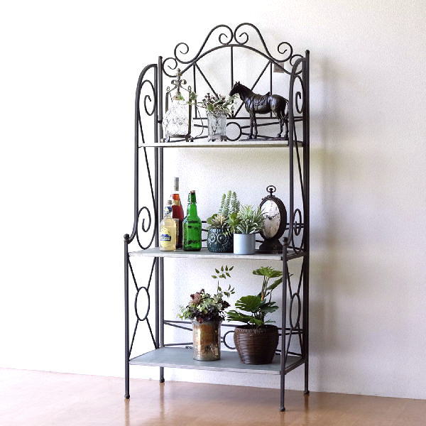 棚 シェルフ ラック 3段 アイアン 本棚 収納棚 シャビー おしゃれ