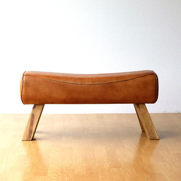ベンチ おしゃれ 木製 革 レザー アンティーク 長椅子 チェア 腰掛け
