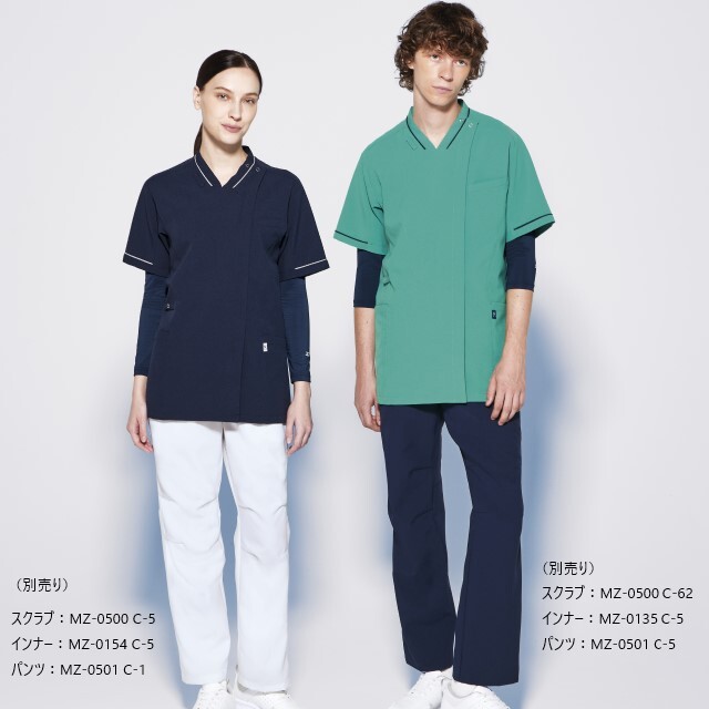 MZ-0500 チトセ ミズノ ナースウェア スクラブ 男女兼用 半袖 フロント