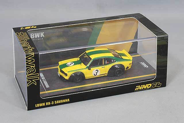 イノモデル 1/64 LB-WORKS マツダ RX3 サバンナ イエロー/グリーン #3