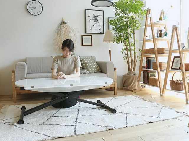 昇降・伸縮テーブル AILL（アイル） ホワイト｜北欧・ヴィンテージ